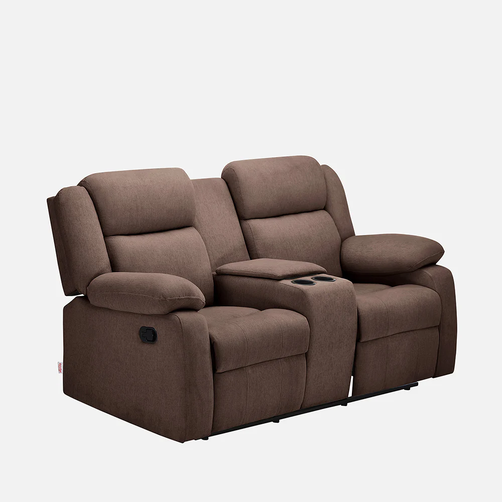Avalon Twin Saddle Brown Fabric Recliner 2 Seater - Image 3