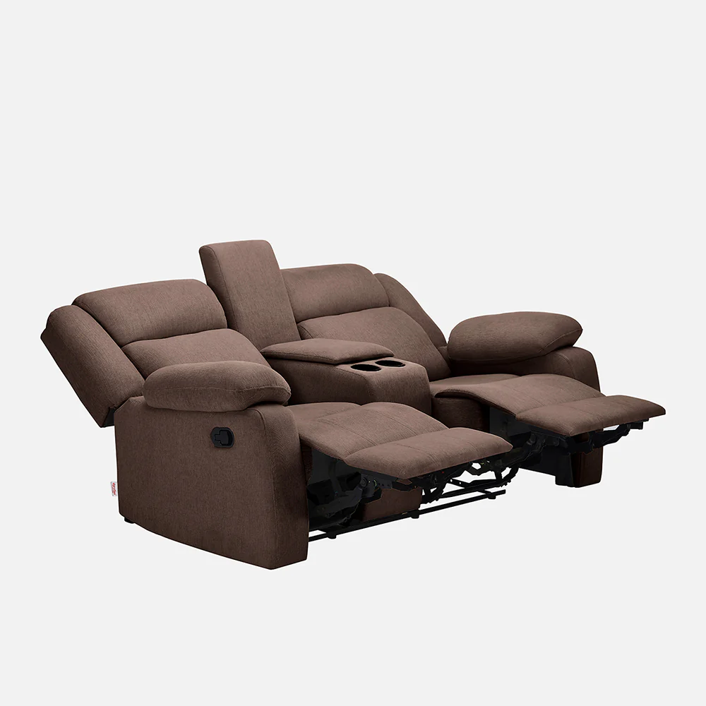 Avalon Twin Saddle Brown Fabric Recliner 2 Seater - Image 9