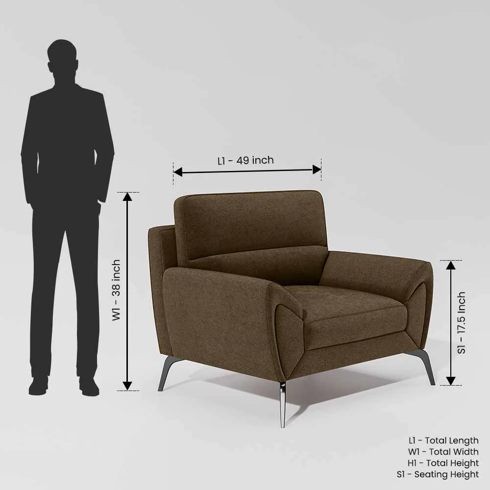Octave 1 Seater Seater-Water & Stain Repellent Fabric - Dark earth - Image 7