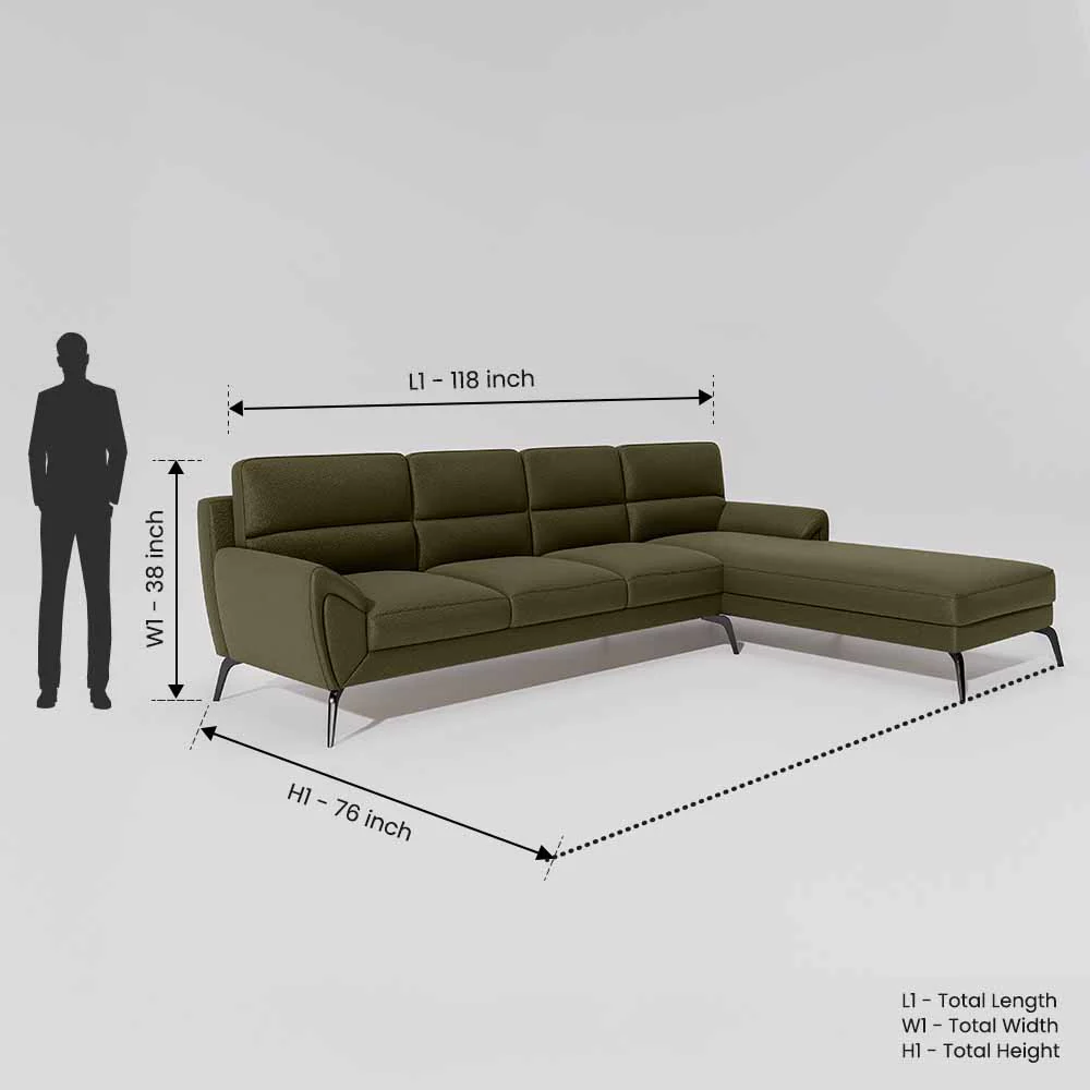 Octave 3 Seater with RH Lounger Suede Fabric - Avocado - Image 7