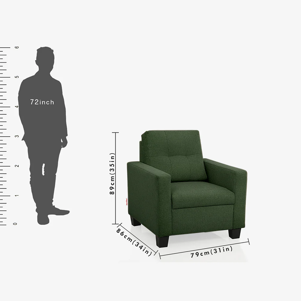 Ease Green Fabric 1 seater sofa - Image 4