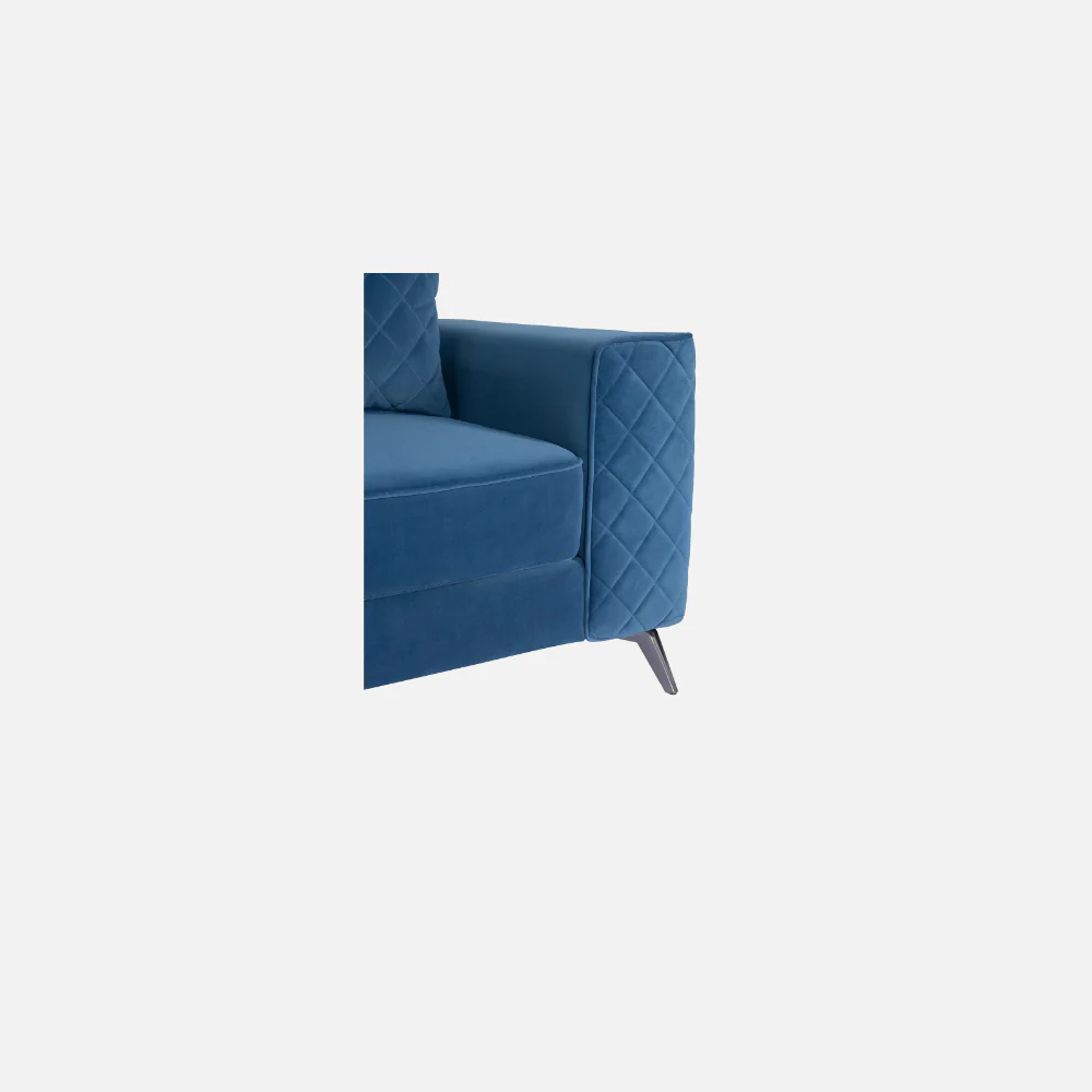 Eden Sapphire Blue Fabric 2 Seater Sofa With Lounger - Image 6