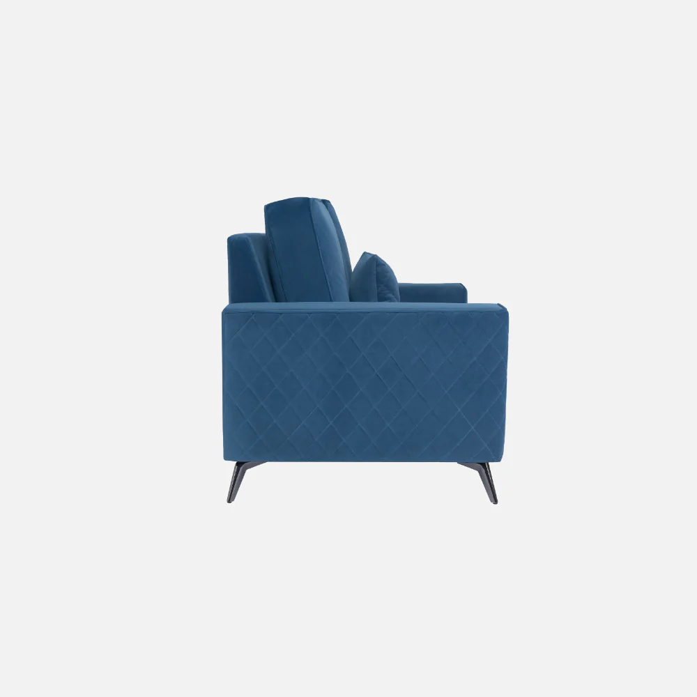 Eden Sapphire Blue Fabric 2 Seater Sofa With Lounger - Image 8