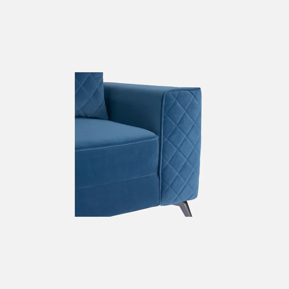 Eden Sapphire Blue Fabric 3 Seater Sofa With Lounger - Image 6
