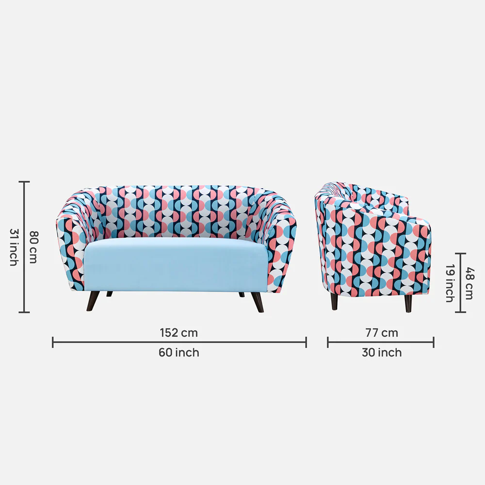 Meadow Light Cyan Interlace Loveseat - Image 4