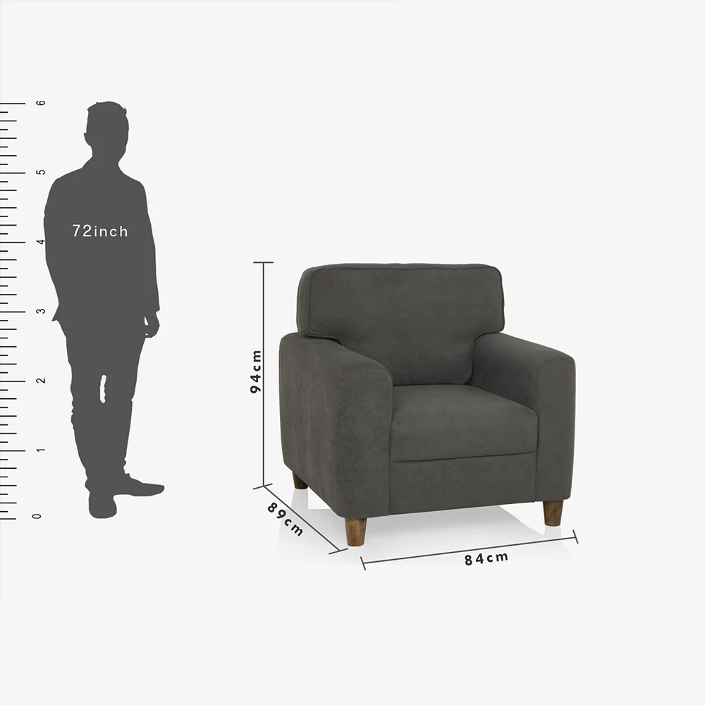 Utopia Grey Fabric 1 seater sofa - Image 4
