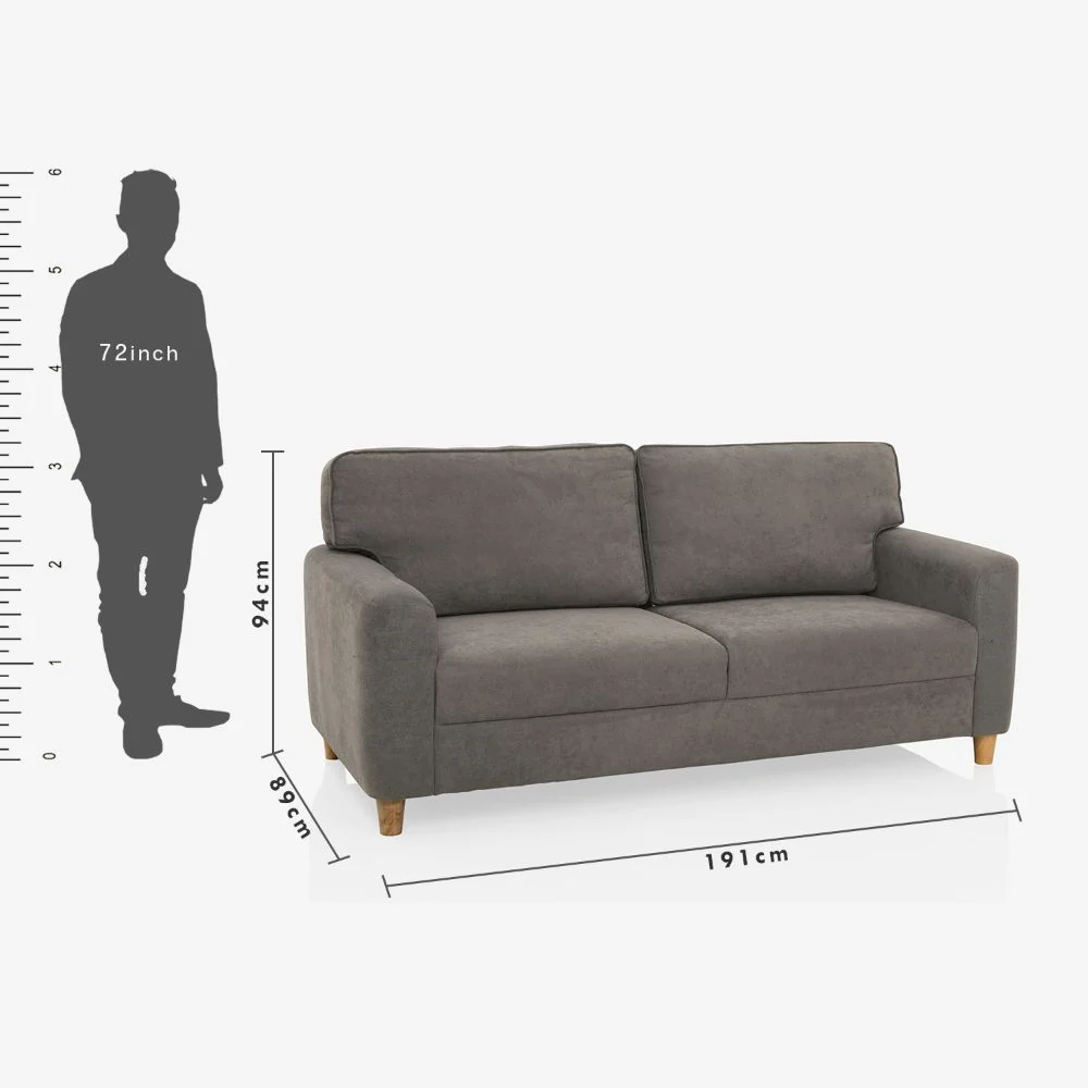 Utopia Grey Fabric 3 Seater Sofa - Image 4