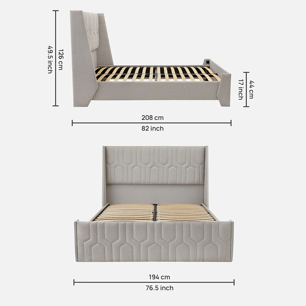 Wave Twin Adjustable Bed with Tranquil Grey (Lime Shell ) Upholstered Bed, Mattress, and 2 Fitted Bedsheets - Image 4