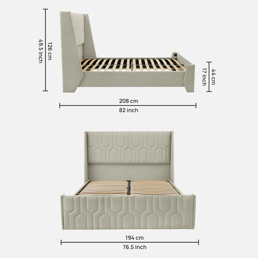 Wave Twin Adjustable Bed with Tranquil Beige ( Sea Shell )Upholstered Bed, Mattress, and 2 Fitted Bedsheets - Image 5